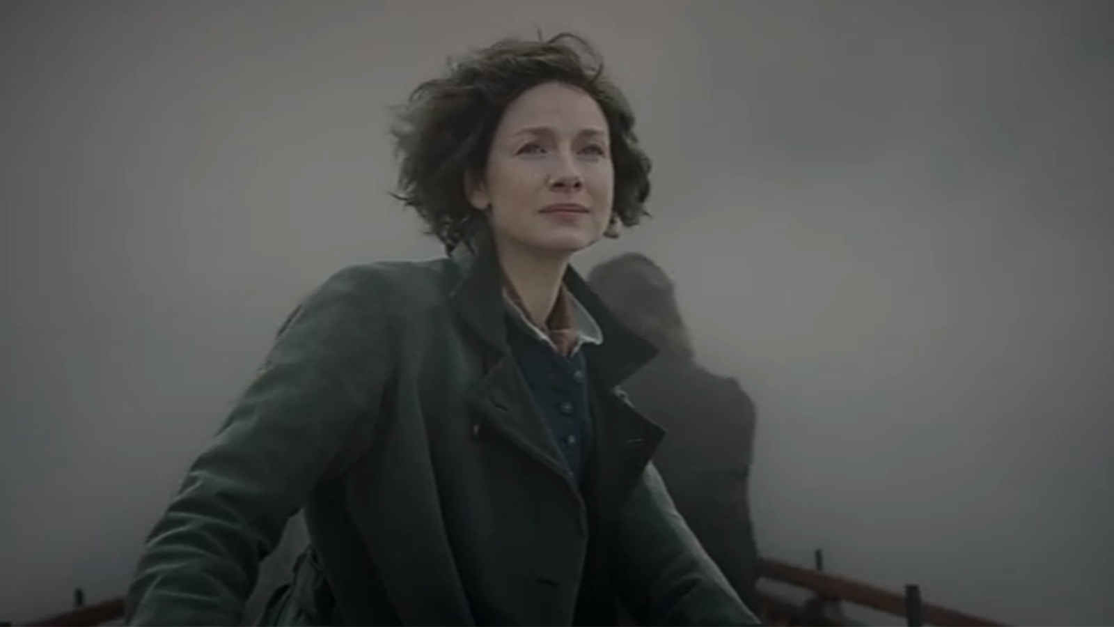 Claire (Caitriona Balfe) on a boat back to Jamie (Sam Heughan) in the first episode of Outlander season 7.